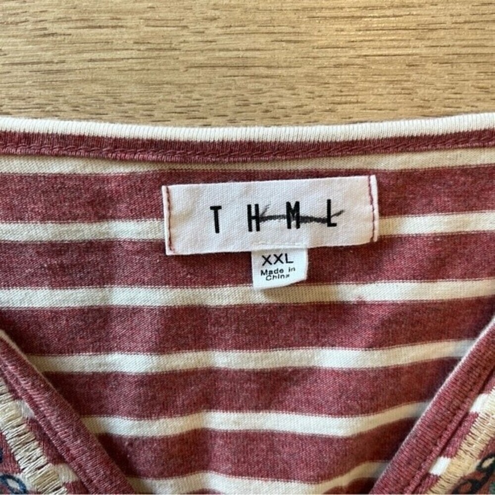 THML Pink and White Striped Mini Dress Boho Girly Preppy Festival - Picture 3 of 5